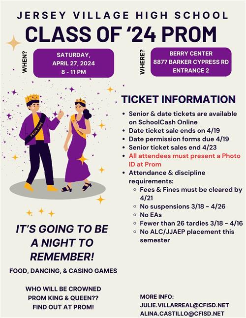 2023 prom tickets - purchase now on Schoolcash.com for $72. Discounted tickets available until June 2024